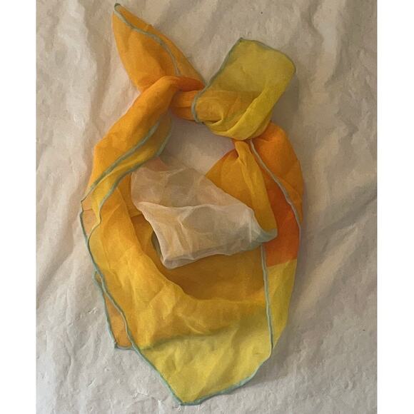 Vintage VERA Neumann Scarf Ladybug Signed ~ Semi Sheer ~ Orange/Yellow - Picture 2 of 7